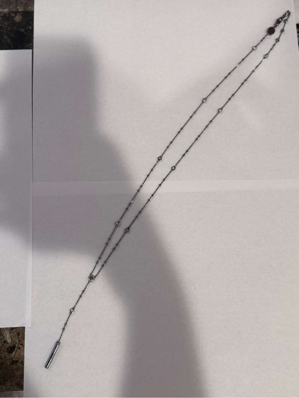 Henri Bendel Gunmetal Lariat Station Necklace - Picture 3 of 11